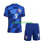 Camisolas de futebol Croácia Andrej Kramaric 9 Criança Equipamento Alternativa Euro 2024 Manga Curta